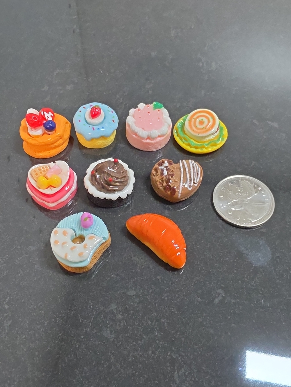 Set of 9 Miniature Plastic Pastries 🥐🧁🍰